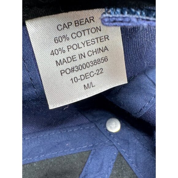 Bear Scout Embroidered Adjustable Baseball Cap In Navy & Light Blue Cotton - Picture 9 of 10